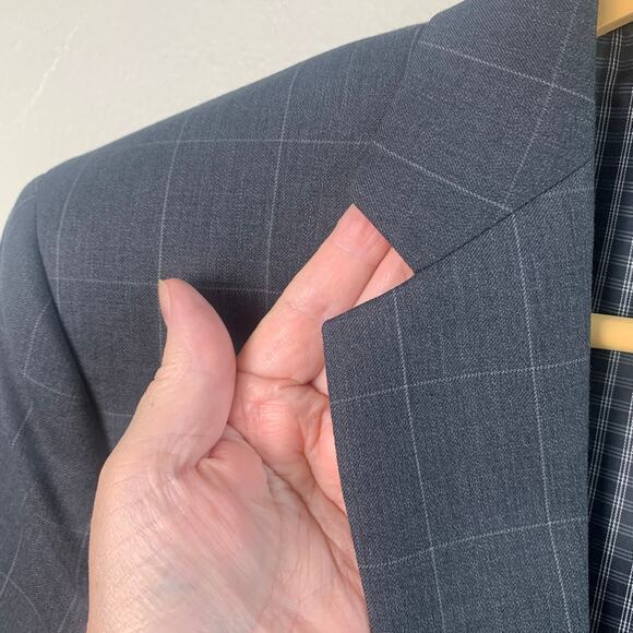 NEW JOE Joseph Abboud Size 38R Men's Windowpane Blazer Jacket Charcoal Gray - Picture 4 of 13